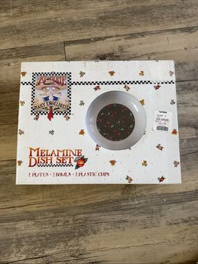 Mary Engelbreit Melamine Dish Set - White with Red and Green Accents